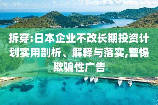 拆穿:日本企業不改長期投資計劃實用剖析、解釋與落實,警惕欺騙性廣告