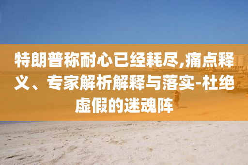 特朗普稱耐心已經(jīng)耗盡,痛點(diǎn)釋義、專家解析解釋與落實(shí)-杜絕虛假的迷魂陣