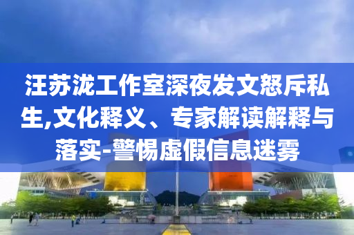 汪蘇瀧工作室深夜發文怒斥私生,文化釋義、專家解讀解釋與落實-警惕虛假信息迷霧