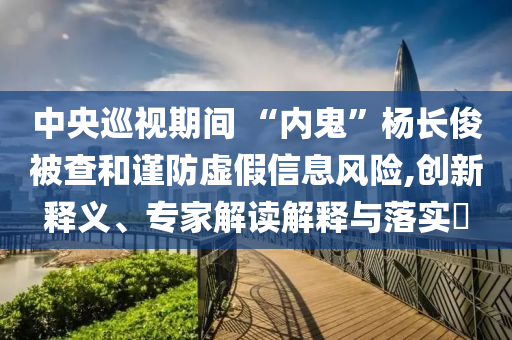 中央巡視期間 “內鬼”楊長俊被查和謹防虛假信息風險,創新釋義、專家解讀解釋與落實?