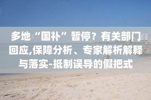 多地“國補”暫停？有關部門回應,保障分析、專家解析解釋與落實-抵制誤導的假把式