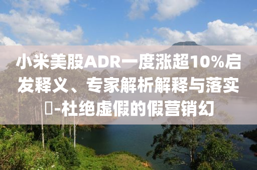 小米美股ADR一度漲超10%啟發釋義、專家解析解釋與落實?-杜絕虛假的假營銷幻