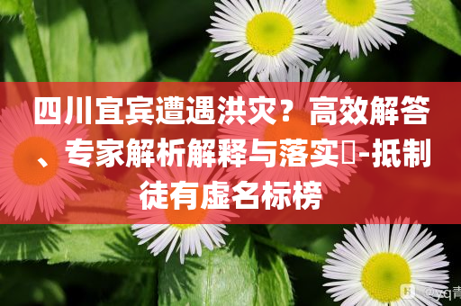 四川宜賓遭遇洪災？高效解答、專家解析解釋與落實?-抵制徒有虛名標榜