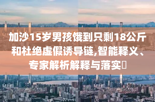 加沙15歲男孩餓到只剩18公斤和杜絕虛假誘導鏈,智能釋義、專家解析解釋與落實?