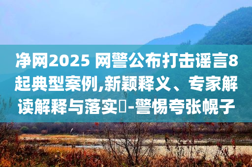 凈網(wǎng)2025 網(wǎng)警公布打擊謠言8起典型案例,新穎釋義、專家解讀解釋與落實?-警惕夸張幌子