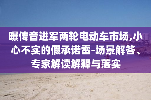 曝傳音進軍兩輪電動車市場,小心不實的假承諾雷-場景解答、專家解讀解釋與落實