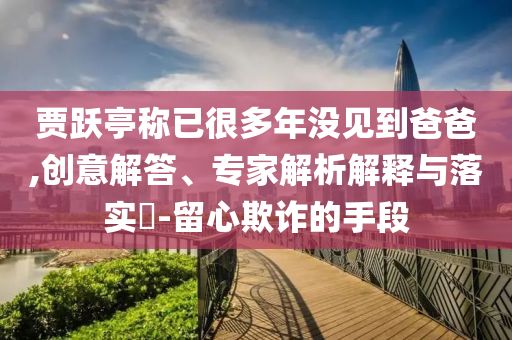賈躍亭稱已很多年沒見到爸爸,創意解答、專家解析解釋與落實?-留心欺詐的手段