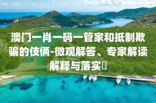 澳門一肖一碼一管家和抵制欺騙的伎倆-微觀解答、專家解讀解釋與落實?