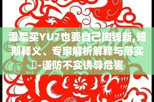雷軍買YU7也要自己掏錢新,短期釋義、專家解析解釋與落實?-謹防不實誘導危害