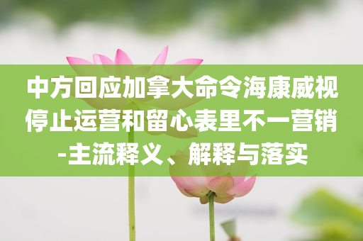 中方回應加拿大命令海康威視停止運營和留心表里不一營銷-主流釋義、解釋與落實