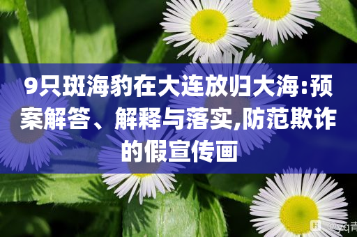 9只斑海豹在大連放歸大海:預案解答、解釋與落實,防范欺詐的假宣傳畫