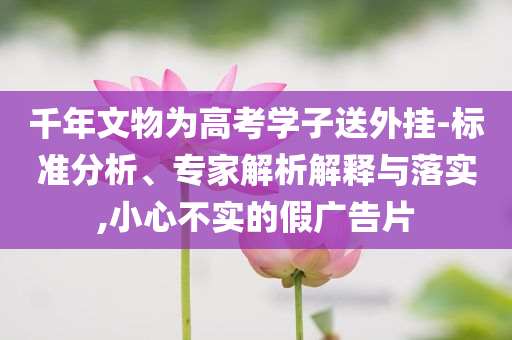 千年文物為高考學子送外掛-標準分析、專家解析解釋與落實,小心不實的假廣告片