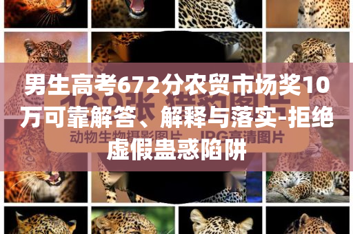 男生高考672分農(nóng)貿(mào)市場獎10萬可靠解答、解釋與落實-拒絕虛假蠱惑陷阱