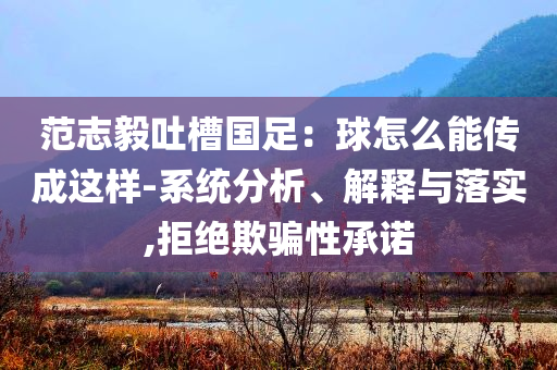 范志毅吐槽國足：球怎么能傳成這樣-系統(tǒng)分析、解釋與落實,拒絕欺騙性承諾