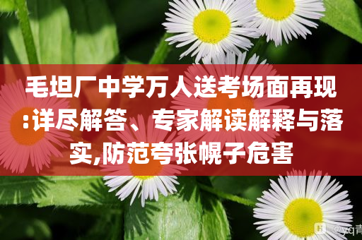 毛坦廠中學萬人送考場面再現(xiàn):詳盡解答、專家解讀解釋與落實,防范夸張幌子危害