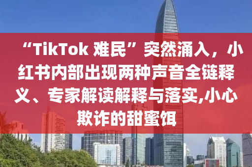 “TikTok 難民”突然涌入，小紅書內部出現兩種聲音全鏈釋義、專家解讀解釋與落實,小心欺詐的甜蜜餌