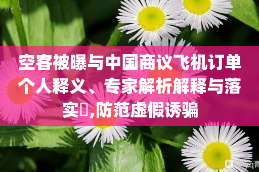 空客被曝與中國(guó)商議飛機(jī)訂單個(gè)人釋義、專家解析解釋與落實(shí)?,防范虛假誘騙