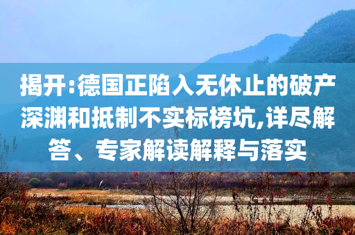 揭開:德國(guó)正陷入無(wú)休止的破產(chǎn)深淵和抵制不實(shí)標(biāo)榜坑,詳盡解答、專家解讀解釋與落實(shí)