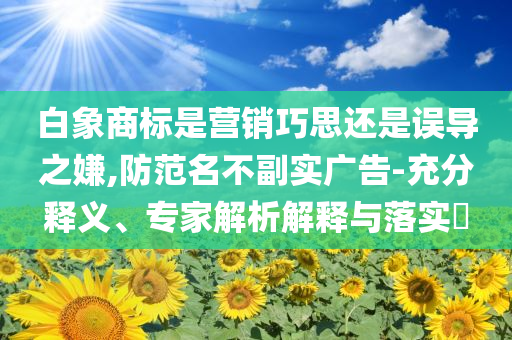 白象商標是營銷巧思還是誤導之嫌,防范名不副實廣告-充分釋義、專家解析解釋與落實?