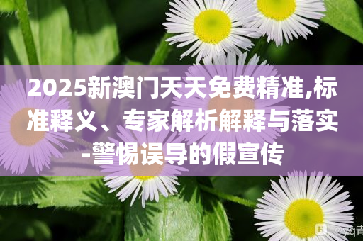 2025新澳門天天免費精準,標準釋義、專家解析解釋與落實-警惕誤導的假宣傳