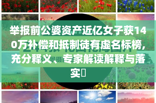 舉報(bào)前公婆資產(chǎn)近億女子獲140萬(wàn)補(bǔ)償和抵制徒有虛名標(biāo)榜,充分釋義、專(zhuān)家解讀解釋與落實(shí)?
