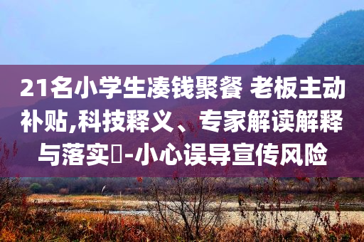 21名小學(xué)生湊錢聚餐 老板主動補(bǔ)貼,科技釋義、專家解讀解釋與落實(shí)?-小心誤導(dǎo)宣傳風(fēng)險(xiǎn)