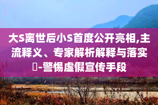 大S離世后小S首度公開亮相,主流釋義、專家解析解釋與落實(shí)?-警惕虛假宣傳手段