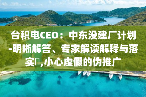 臺積電CEO：中東沒建廠計劃-明晰解答、專家解讀解釋與落實?,小心虛假的偽推廣