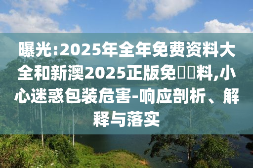 曝光:2025年全年免費資料大全和新澳2025正版免費資料,小心迷惑包裝危害-響應剖析、解釋與落實