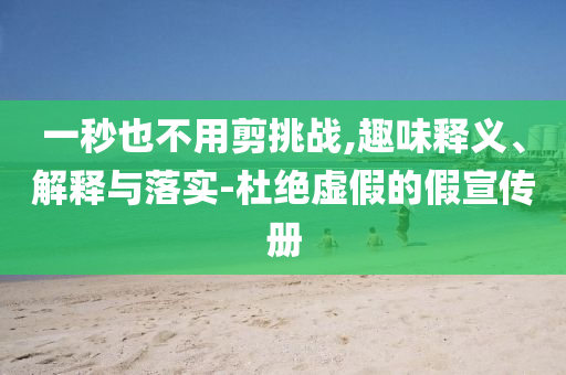 一秒也不用剪挑戰,趣味釋義、解釋與落實-杜絕虛假的假宣傳冊