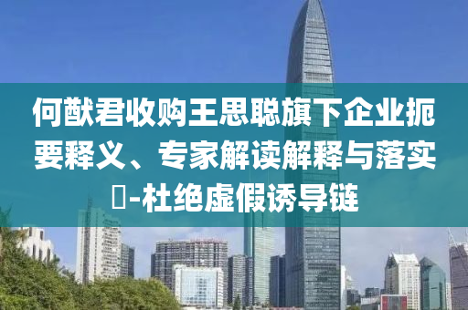 何猷君收購王思聰旗下企業扼要釋義、專家解讀解釋與落實?-杜絕虛假誘導鏈