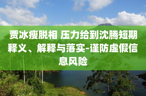 賈冰瘦脫相 壓力給到沈騰短期釋義、解釋與落實-謹防虛假信息風險