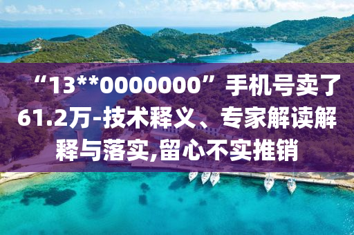 “13**0000000”手機(jī)號(hào)賣了61.2萬(wàn)-技術(shù)釋義、專家解讀解釋與落實(shí),留心不實(shí)推銷