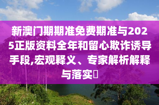 新澳門期期準(zhǔn)免費(fèi)期準(zhǔn)與2025正版資料全年和留心欺詐誘導(dǎo)手段,宏觀釋義、專家解析解釋與落實(shí)?