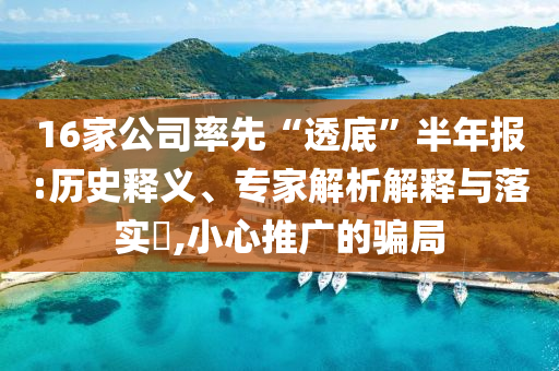 16家公司率先“透底”半年報(bào):歷史釋義、專家解析解釋與落實(shí)?,小心推廣的騙局