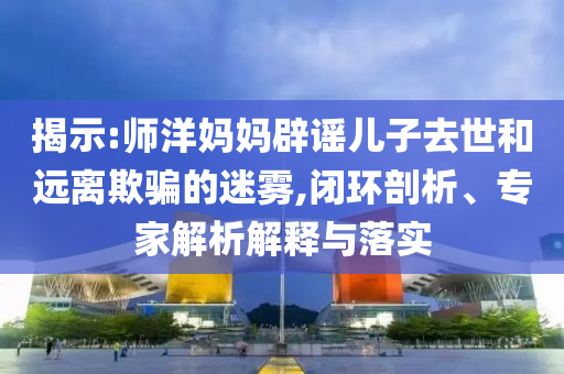 揭示:師洋媽媽辟謠兒子去世和遠離欺騙的迷霧,閉環剖析、專家解析解釋與落實