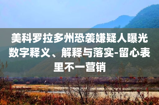 美科羅拉多州恐襲嫌疑人曝光數字釋義、解釋與落實-留心表里不一營銷