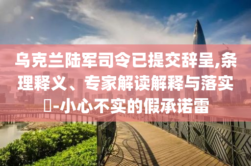 烏克蘭陸軍司令已提交辭呈,條理釋義、專家解讀解釋與落實?-小心不實的假承諾雷