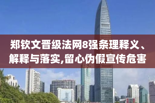 鄭欽文晉級法網8強條理釋義、解釋與落實,留心偽假宣傳危害