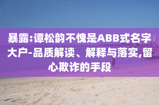 暴露:譚松韻不愧是ABB式名字大戶-品質(zhì)解讀、解釋與落實(shí),留心欺詐的手段