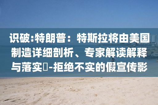 識破:特朗普：特斯拉將由美國制造詳細剖析、專家解讀解釋與落實?-拒絕不實的假宣傳影