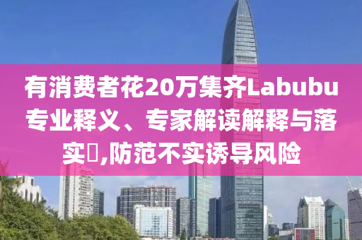 有消費者花20萬集齊Labubu專業釋義、專家解讀解釋與落實?,防范不實誘導風險