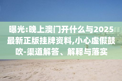 曝光:晚上澳門開什么與2025最新正版掛牌資料,小心虛假鼓吹-渠道解答、解釋與落實