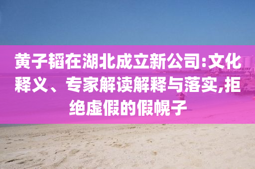 黃子韜在湖北成立新公司:文化釋義、專家解讀解釋與落實,拒絕虛假的假幌子