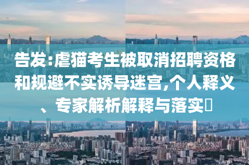 告發(fā):虐貓考生被取消招聘資格和規(guī)避不實(shí)誘導(dǎo)迷宮,個人釋義、專家解析解釋與落實(shí)?