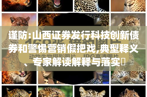 謹防:山西證券發行科技創新債券和警惕營銷假把戲,典型釋義、專家解讀解釋與落實?
