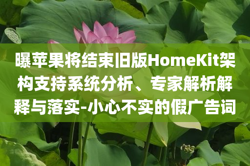 曝蘋(píng)果將結(jié)束舊版HomeKit架構(gòu)支持系統(tǒng)分析、專家解析解釋與落實(shí)-小心不實(shí)的假?gòu)V告詞