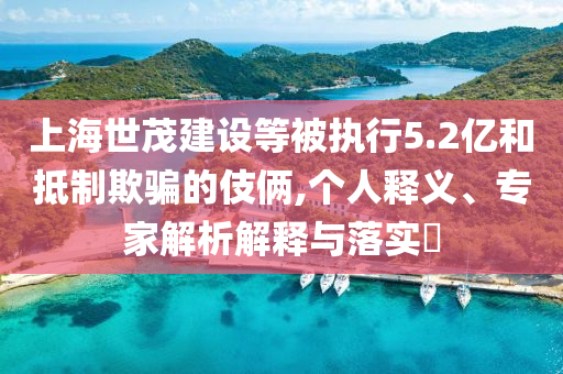 上海世茂建設等被執行5.2億和抵制欺騙的伎倆,個人釋義、專家解析解釋與落實?