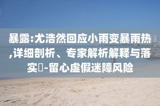 暴露:尤浩然回應(yīng)小雨變暴雨熱,詳細(xì)剖析、專家解析解釋與落實(shí)?-留心虛假迷障風(fēng)險(xiǎn)