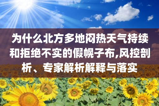 為什么北方多地悶熱天氣持續(xù)和拒絕不實的假幌子布,風控剖析、專家解析解釋與落實